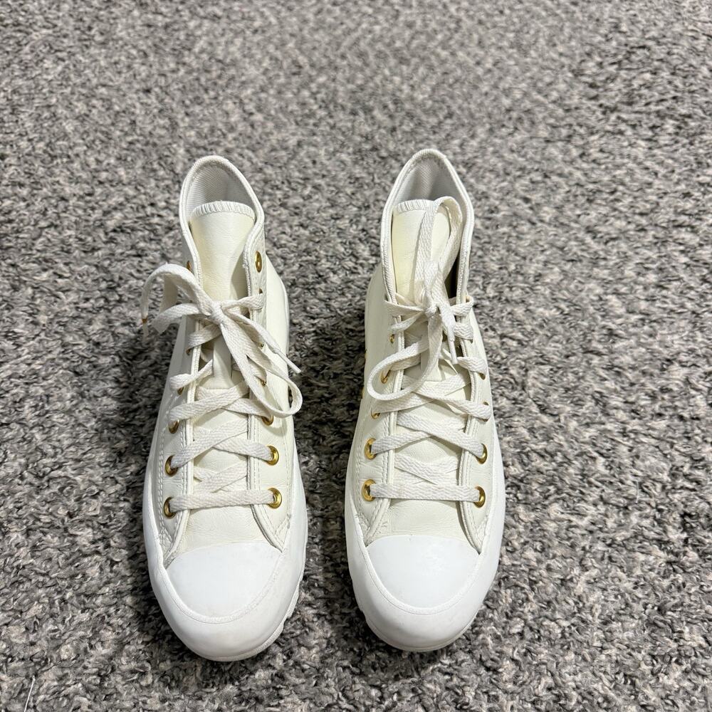 Converse All Star Lift Platform High Top Leather Shoe Sneakers White Ivory 7.5 - Picture 3 of 8